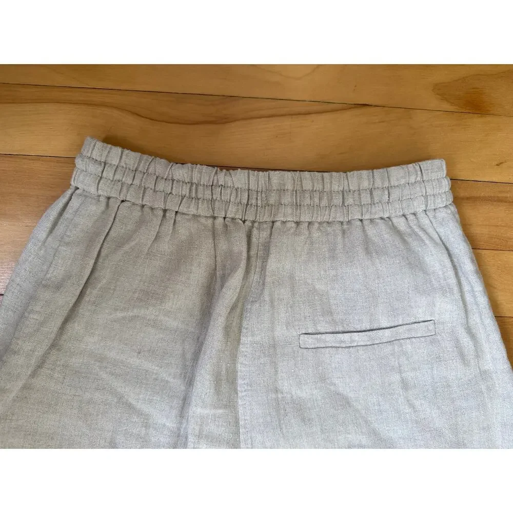 COS High Rise Wide Leg Tailored Linen Pants Beige 2 EUC